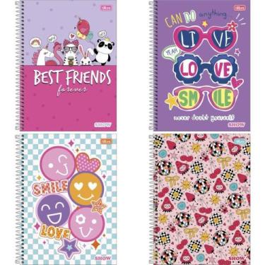 Imagem de Caderno 10X1 Capa Dura SHOW Feminino 160 Folhas Pacote com 4 - Tilibra
