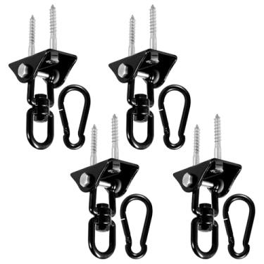 Imagem de Kit de cabide giratório versátil para cadeira suspensa de aço inoxidável sólido acessórios para segurança (preto, 4 grupos)