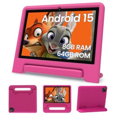 Imagem de ApoloSignage Tablet infantil Android 15 2025, tela HD de 10 polegadas, processador octa-core, 8 GB de RAM, 64 GB de ROM (expansível para 1 TB), com espaço para crianças, controle dos pais, bateria de