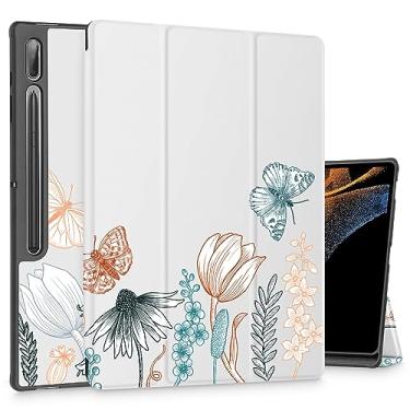 Imagem de Tuiklol Capa de tablet para Samsung Tab S10 Ultra (versão 2024)/Tab S9 Ultra 14,6 polegadas (versão 2023), suporte para lápis embutido, capa rígida fina com três dobras, suporte para