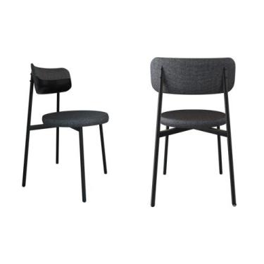 Imagem de Conjunto 2 Cadeiras de Jantar Kyta Tecido Mesclado Est.Preta - Metalig