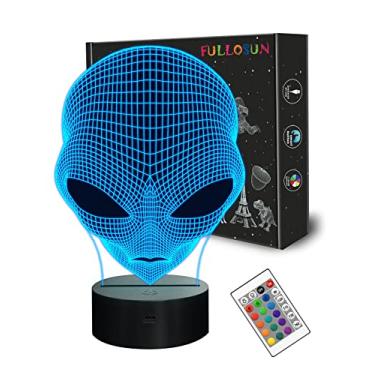 Imagem de 3D Night Light Alien Illusion Lamp, FULLOSUN LED Martian ET Nightlight with Remote Control 16 Colors Changing Room Home Decor Xmas Cool Birthday Gifts for Kids Boys Child