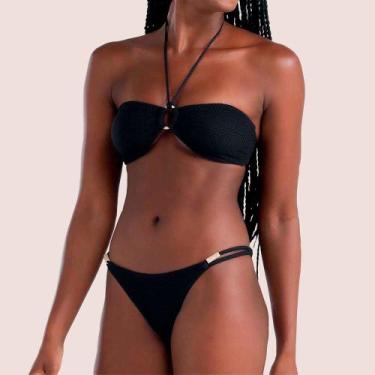 Imagem de Biquini sem alça Feminino Confortável She, Preto, M