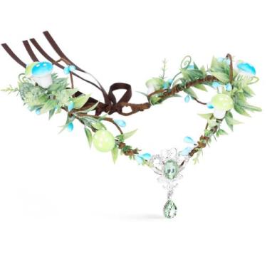 Imagem de Bandana MOSTORY Cosplay Elf Crown em forma de V Crystal Aqua Green