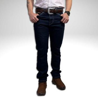 Imagem de Calça Wrangler Masculina Slim Reta Original Com Elastano Jeans, Azul, 