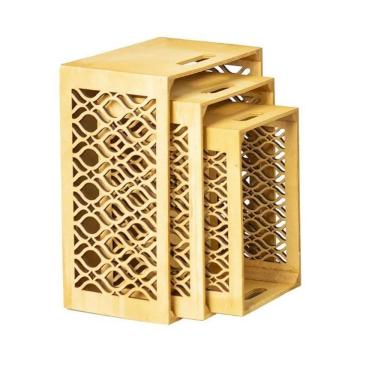 Imagem de Kit De Cestos Multiuso Trançados De Madeira Teca Paramount