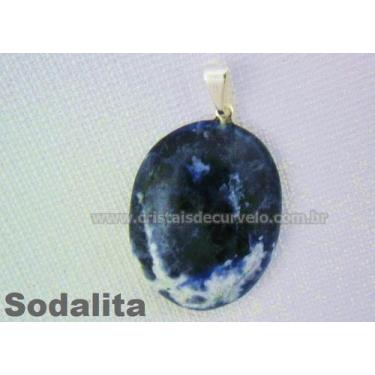 Imagem de 10 Pingentes Cabochão de Sodalita Natural - Pedra Azul com Rajas Branc