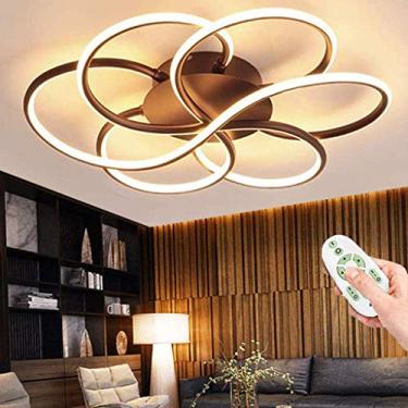 Imagem de Luminária de teto LED moderna, abajur de alumínio, luminária de teto regulável com controle remoto, luminária de parede criativa e elegante em forma de flor, sala de estar, quarto infantil,
