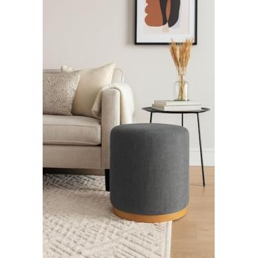 Imagem de Puff Redondo Grande em Linho Cinza Decor - Kazza Shop