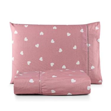 Imagem de Jogo de Lençol Viúva 2 Peças (203x120x35) 100% Algodão 200 Fios Estampado Corações