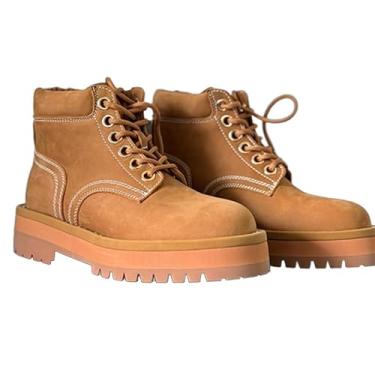 Imagem de Botas de neve retrô minimalistas nórdicas cor cáqui 4 cm botas de sola grossa para mulheres botas femininas sapatos, Caqui, 35
