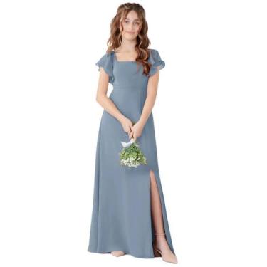 Imagem de Vestido Flower Girl Jirocum JR001 Empire Waist Chiffon Dusty Blue