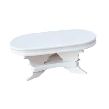 Imagem de YIJU Mesa de centro para casa de bonecas 1/12, mesa lateral para casa de bonecas, acessórios de madeira para de brincar, micro paisagismo, mini móveis, de