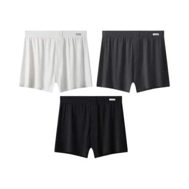 Imagem de Cuecas Boxer Masculinas De Tamanho Grande, Respiráveis, De Seda Gelada