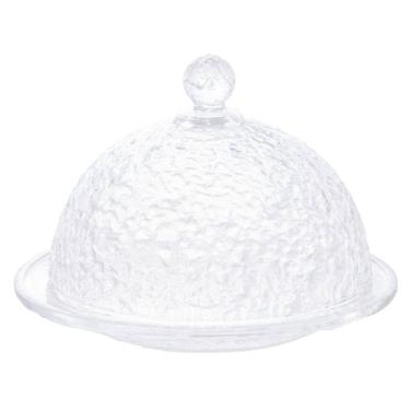 Imagem de Queijeira de Cristal Martelado C/Tampa Petra Transparente 19,5x13cm Lyor