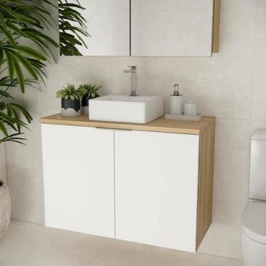 Imagem de Gabinete nature 90cm estilare gab4032 carvalho/branco