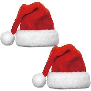 Imagem de 2 chapéus de Papai Noel de Natal para adultos, chapéu de pelúcia Big Head Papai Noel