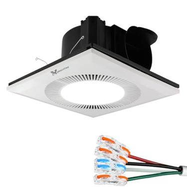 Imagem de ApexscnView Exaustor De Banheiro Com Luz, Ventilador De Banheiro De 25 W Com Luz Led, Ventilador De 6400 K E Combinação De Luz Para Casa, 130 Cfm, 1,0 Sones Quiet Square Ventilador De Banheiro Com C