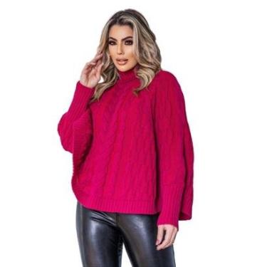 Imagem de Poncho Capa Pelerine Xale Feminino de Tricot Grosso Elegante Inverno TR8640 Cor:;Tamanho:M-Feminino