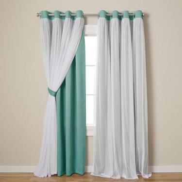 Imagem de TOWN & COUNTRY LUXE Cortinas internas de camada dupla Talia, blecaute transparente e escurecimento do ambiente, topo com ilhós, eficiência energética, conjunto com 2 unidades, 132 cm L x 246 cm C