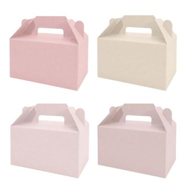Imagem de RVEAFA Pacote com 24 caixas de lembrancinhas de festa, 4 estilos de caixas de presente rosa claro para doces, caixa de presente pequena a granel para lembrancinhas de festa de aniversário rosa, sacos