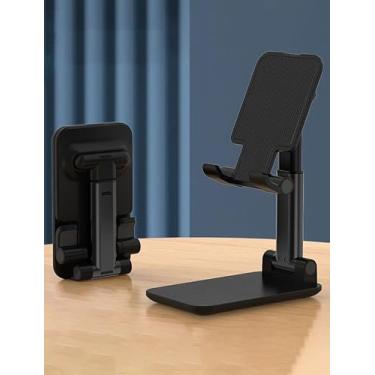 Imagem de Suporte de mesa para celular para iPhone, iPad, Xiaomi, ajustável, suporte universal para tablet e mesa (preto)