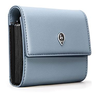 Imagem de Carteira feminina, carteira prática para mulheres de grande capacidade com bolso para moedas para identidade, bloqueio de RFID, Azul nevoeiro 6607, Minimalista