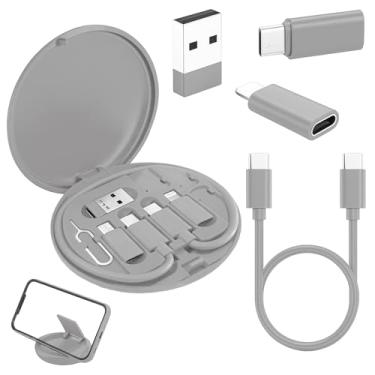 Imagem de Caixa de armazenamento de gerenciamento de cabos com cabo de carregamento e suporte de cartão, estojo organizador de cabos de mesa para uso em casa, escritório