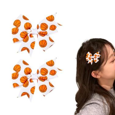 Imagem de Arcos de cabelo de basquete para meninas, presilhas de cabelo para mulheres, presilhas de cabelo de basquete para mulheres, acessórios de cabelo fino grosso para meninas, laços de torcida, laços de