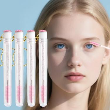 Imagem de Conjunto de tubos de rímel com 5 peças, tubo de diamante, pincéis de rímel vazios, porta-cílios, pincel aplicador de maquiagem (rosa)