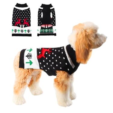 Imagem de TONY HOBY Suéter de Natal para cachorro, pulôver de clima frio, malha clássica, casaco de inverno para cachorrinho, suéter de cachorro pequeno, roupas grossas e quentes para animais de estimação