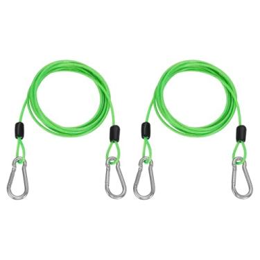 Imagem de PATIKIL Cabo de aço de segurança de 2 m (199,9 cm) com gancho de pressão, 2 peças de corda de fio flexível de laço duplo revestido de PVC, corrente de segurança para bagagem de viagem ao ar livre