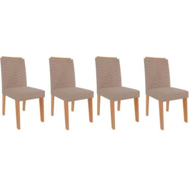 Imagem de Cadeira Sala De Jantar Clarice Kit 4 Un Nature-madeirado-linho Bege - Cimol