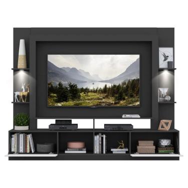 Imagem de Rack Estante com Suporte Tv 65´´ Leds Preto/Branco