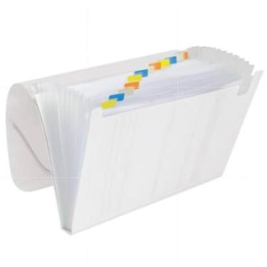 Imagem de Pasta Sanfonada 12 Divisórias, Papelaria Para A4, Organizada E Prática(TAMANHO A4 transparente)