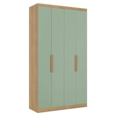 Imagem de Guarda Roupa Solteiro Milan 4 Portas Capuccino Menta Acetinado - Thb -
