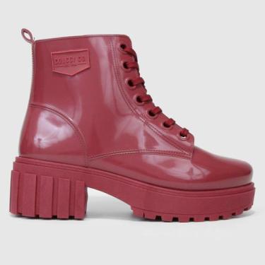 Imagem de Bota Coturno Colcci Tratorada Verniz Feminina, Vinho, 37/38