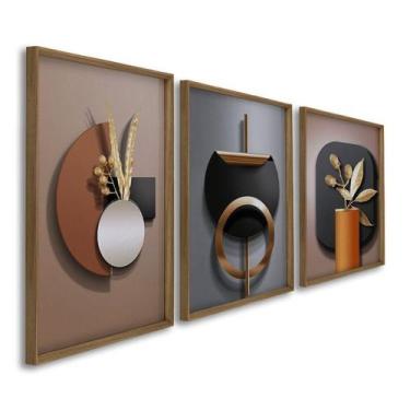 Imagem de Quadro Decorativo Filhotes no Jardim Infantil 3 Telas 60x90cm para Qua