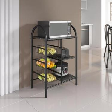 Imagem de Fruteira De Chao Suporte Balcão Em Aço Multiuso Organizadora Preto - M