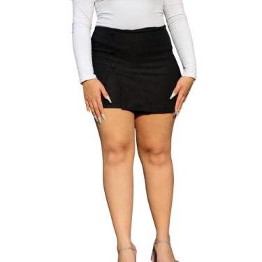 Imagem de Short Saia Com Botão e Fenda Basico Elegante Tecido Bengaline Plus Siz