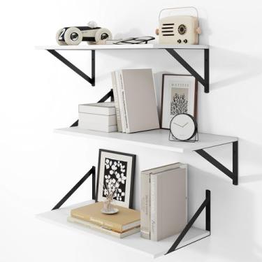 Imagem de Heimlove Prateleiras de parede de 61 cm L x 30 cm P para livros, 30 cm de profundidade, conjunto de 30 cm, estante flutuante larga com suporte de metal para sala de estar, cozinha, escritório, quarto