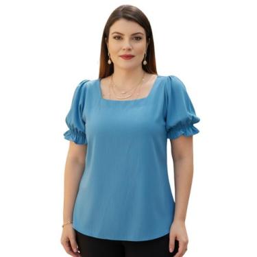 Imagem de Blusa Social Feminina Manga Bufante Princesa em Viscolinho Elegante - 