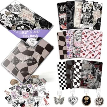 Imagem de Kaciola 12 peças de cartolina e 4 peças de pingentes para e-reader com 50 adesivos para inserção, capa traseira com tema romance escuro de 15,7 x 11 cm, acessórios para e-reader básico, presentes para