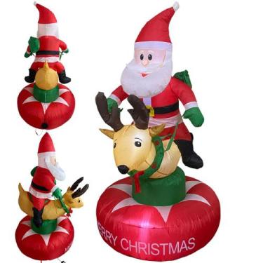 Imagem de Boneco Inflavel Natal Papai Noel Gigante Natalino Rena Decoraçao Loja 
