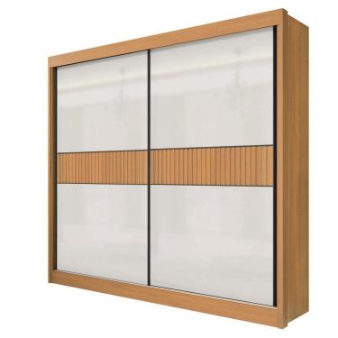 Imagem de Guarda Roupa Casal Cancun Ripado 2 Portas 6 Gavetas Com Pés - D' Doro Cinamomo/off White/ripado