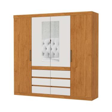 Imagem de Guarda Roupa Imperio 6 Gavetas Com Espelho Carioca Moveis Cinamomo/off White