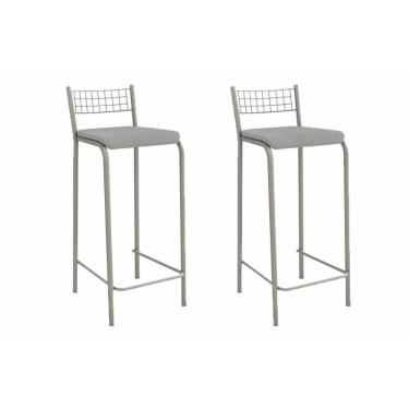 Imagem de Kit 2 Banquetas Sala Jantar Gênova 2b705nk Aço 2 Un Niquel-boucle Cinza - Kappesberg