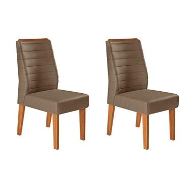 Imagem de Kit 2 Cadeiras Sala Jantar Ondina 2 Un Carvalho Nobre-suede Pecan - Dj Móveis