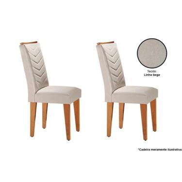 Imagem de Kit 2 Cadeiras Sala Jantar Londrina 2 Un Imbuia-linho Bege Turim - Rufato