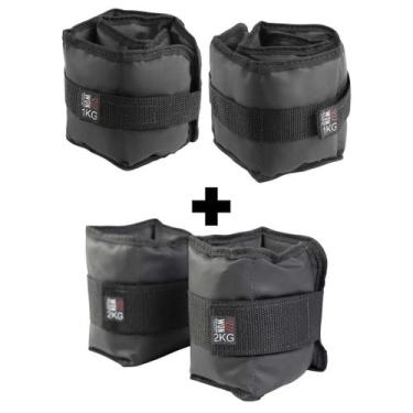 Imagem de Kit Caneleiras Tornozeleira de Peso WON 1 kg e 2 kg PRO Musculação Tre